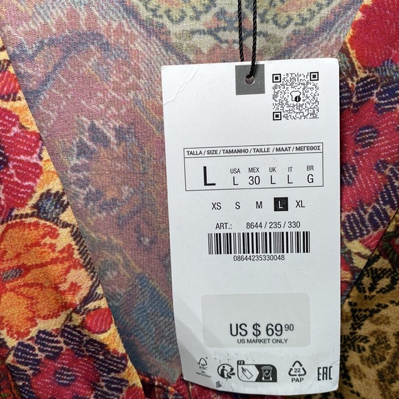 Zara PATCHWORK PRINT MIDI DRESS - Picture 8 of 15